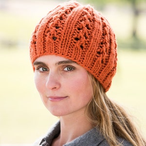 PDF Knitting Pattern Double Lace Rib Hat #703