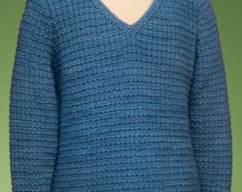 PDF Knitting Pattern Garter Rib V-Neck Pullover #162