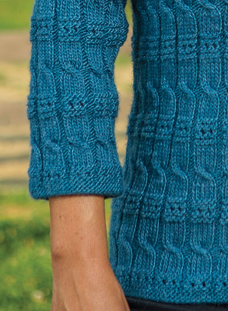 PDF Knitting Pattern Cable and Eyelet Pullover 186 image 3