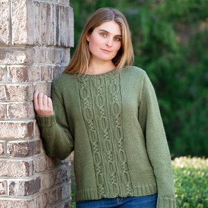 PDF Knitting Pattern Cable Panel Pullover #190