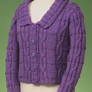 PDF Knitting Pattern Cable and Rib Cardigan #129