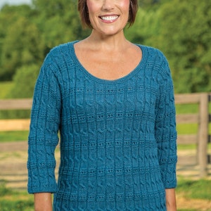 PDF Knitting Pattern Cable and Eyelet Pullover 186 image 1