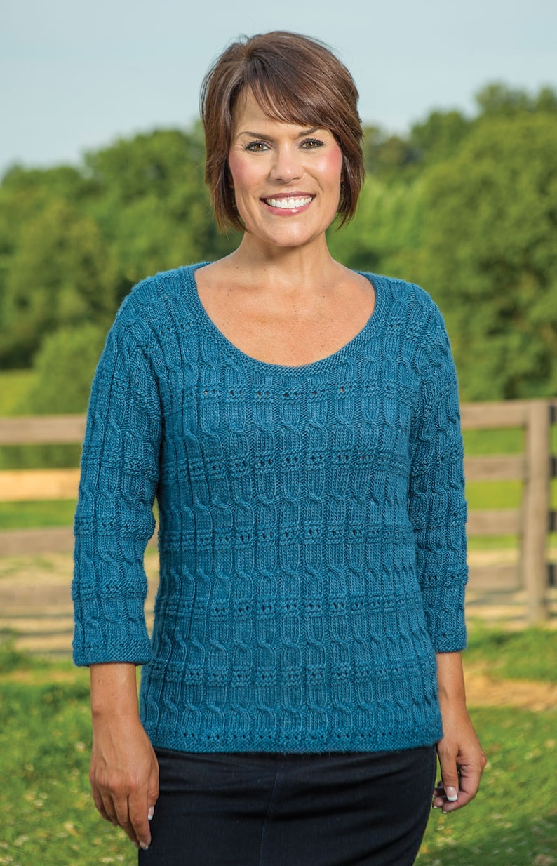 PDF Knitting Pattern Cable and Eyelet Pullover 186 image 1