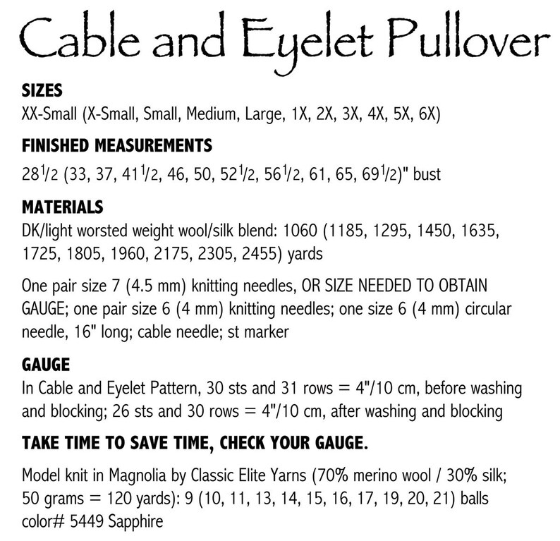 PDF Knitting Pattern Cable and Eyelet Pullover 186 image 4