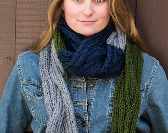 PDF Knitting Pattern Reversible Cable Scarf #712