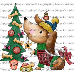 Wurstbaum, farbig, digital Stempel, digital, digital, druckbar, Download, Wursthund, Dackel