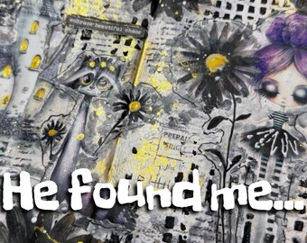 I met a Racoon, mixed media printable art journal, download and print journal pages