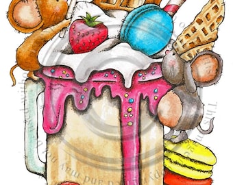 Squeak Shake, Kit and Clowder, digital stamp, colouring, printable
