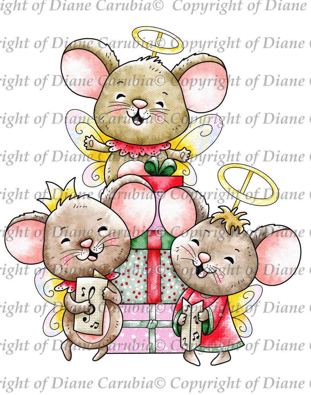 Hark the Micey Angels Sing, Black and White, Digital Stamp, Instant ...