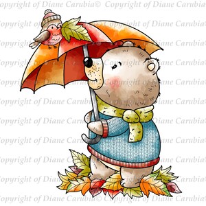 Autumn Bear, Black and White, download, digital stamp, printable, sublimation