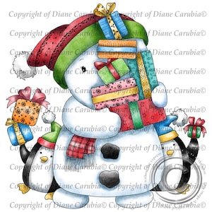 sneeuwpop plezier, kleur, digitale postzegel, afdrukbaar, kerstmis, sublimatie, kaartmaken