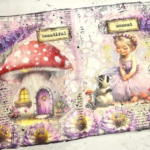Racoon and the Tutu Fairy, journal digi page, journal pack, digi pack, printable art journal, junk journal