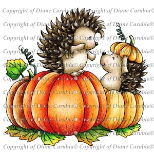 Hérissons citrouilles, noir et blanc, Halloween, automne, fabrication de cartes, imprimable