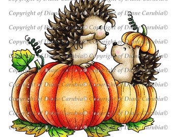 Pumpkin Hedgehogs, black and white, halloween, autumn, cardmaking, printable