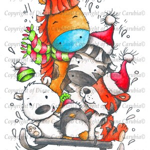 Laat het sneeuwen laat gaan gekleurd, digitale stempel, download, afdrukbaar, digi, sticker, sublimatie