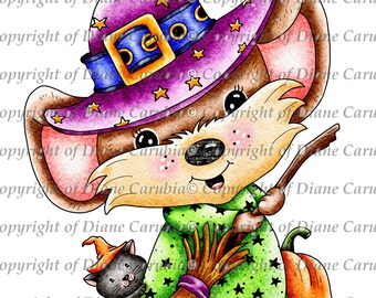 Halloween Mouse, coloured, digital stamp, digi, halloween, printable, cardmaking