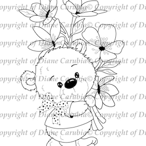 Beary Special BW, digital Stamp, printable, cardmaking, download