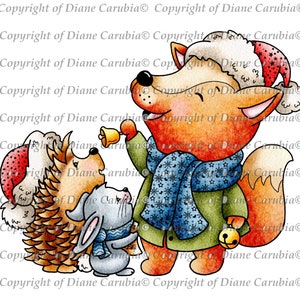 Foxes Carol, timbre numérique, télécharger, Noël, imprimable