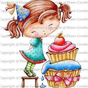 Cupcake Wendy, coloured, digital stamp, digi, download, printable, sublimation