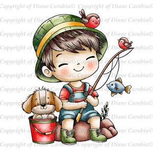Pesca divertida, sello digital coloreado, sello clipart, fabricación de tarjetas, sublimación, para los niños