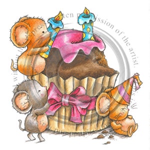 Funtime Cupcake Mice, sello digital, descargar, ratones, blanco y negro, cupcake