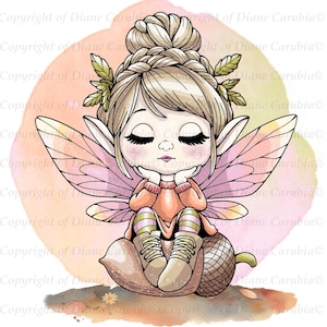 Willow Pixie, black and white, digital stamp, printable, download cardmaking image, colouring in