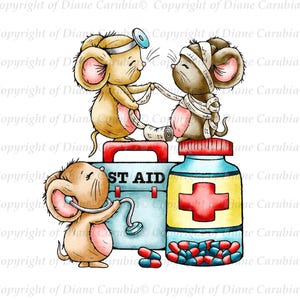 Guérissez des souris, couleur, tampon numérique, téléchargement, imprimable, sublimation, mignon, digi