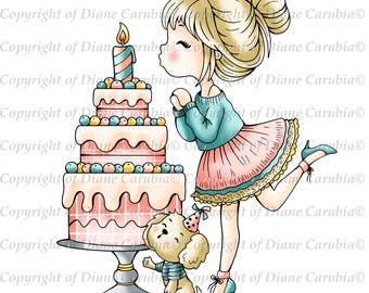 make a wish, black and white digital stamp, colouring stamp, digi, cardmaking image