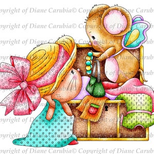 Dress up mice, Black and white, digital stamp, digi, mice, cute, sublimation