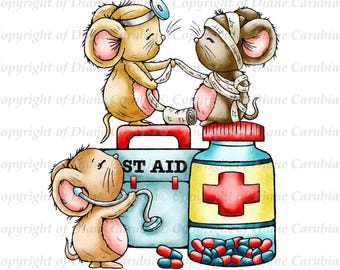 Get Well Mice, black and white, printable, download, cute, cardmaking, sketch, illustration