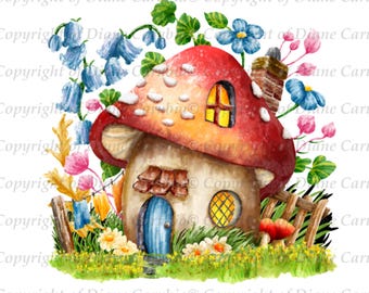 Fairy Glen black and white digital stamp, colouring stamp, cardmaking stamp, colouring page