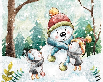 愛のクリスマスプレゼント、色、ハリネズミ、デジタルスタンプ、キツネ