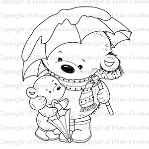 Snowy Bears, Black and White, christmas, cute, printable, cardmaking