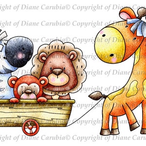 safari Train, digital stamp, digi, cardmaking, printable, cute, sublimation