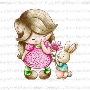 Bunnies sweet surprise, coloured, digital stamp, digi, easter, craft, cute, printable