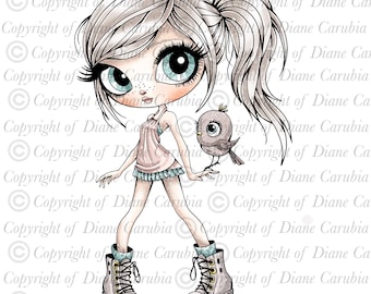 Sky and Miko Digital Stamp, Coloring Page, Cardmaking Image (Digital Download)