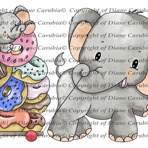 Doughnut Ellie, coloured, digital stamp, digi, download, printable, sublimation