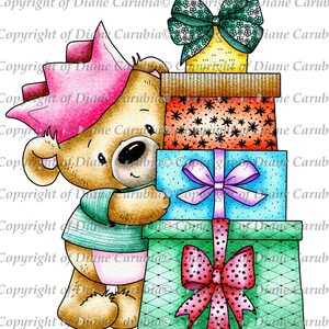 Bearing Presents, coloured, digital stamp, printable, digi, download, sublimation