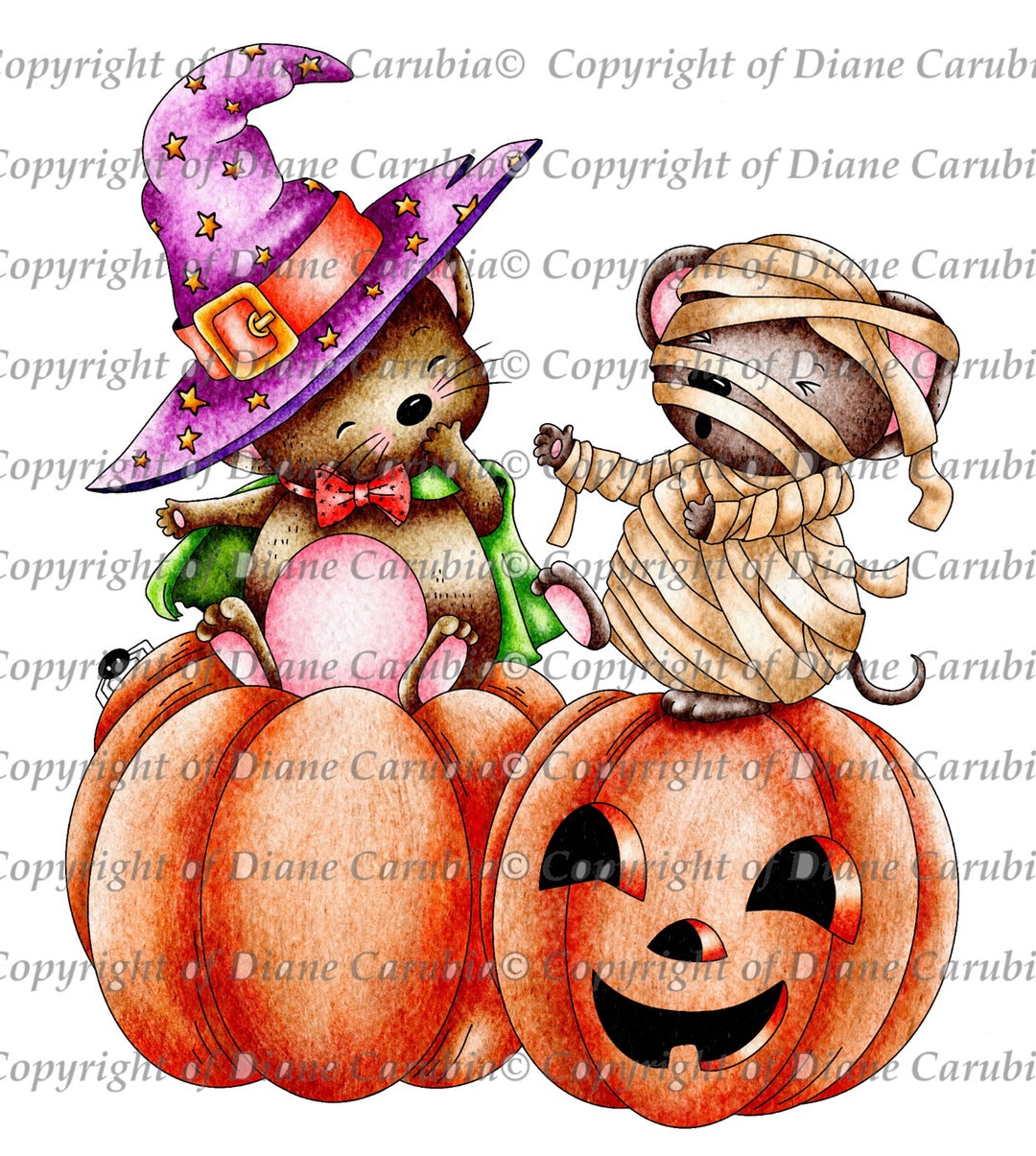Halloween Mice Coloured, Digital Stamp, Mouse, Download, Prinatble, Cardmaking - Etsy