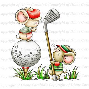 Fore you, schwarz und weiß, digitaler Stempel, download, digi, Kartengestaltung, Golf spielen, Mäuse, printable