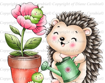 Hedgys Caterpillar fun, black and white digital stamp, colouring page, cardmaking image JPEG