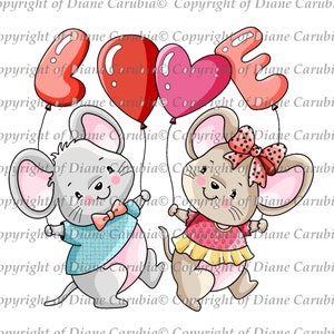Tener el Día de los Micest, Sello digital, descargar, imprimible, ratones, San Valentín, amor, lindo