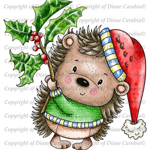 Erizo espinoso, coloreado, clipart, erizo, descarga, digital, digi, sello digital, fabricación de tarjetas, lindo, sello navideño