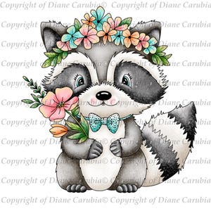 Racoon, black and white, digital stamp, download, sublimation, printable