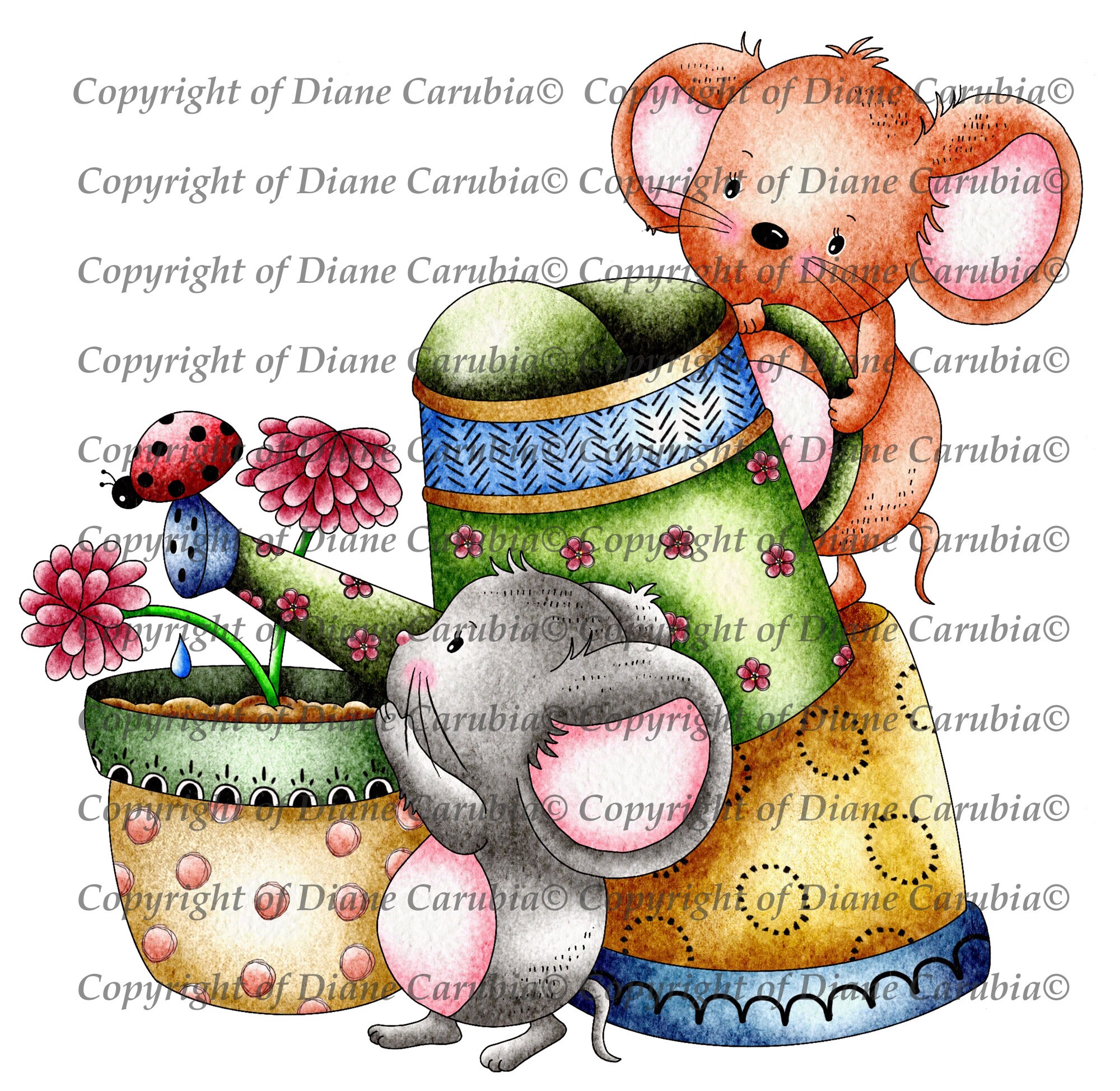 let love grow mice, coloured, digital stamp, download, sublimation, digi, cute mice, precoloured