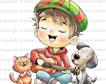 Happy to sing, coloured digital stamp, sublimation, for the boys stamp, clipart, download and print