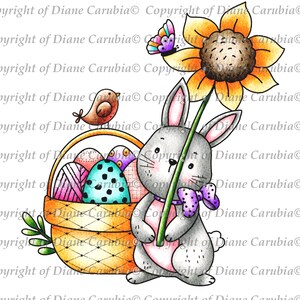 Hello Spring, digital stamp, digi, cardmaking, easter, printable, download, Bunny