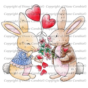 Bunny Love, Black and white, download, digital stamp, cute, printable, sublimation