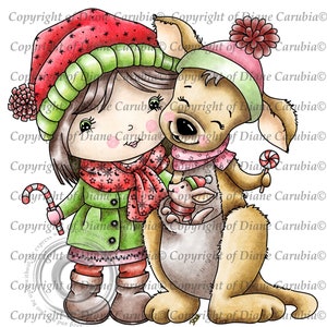 Kangaroo winter, christmas, digital stamp, digi, printable, download