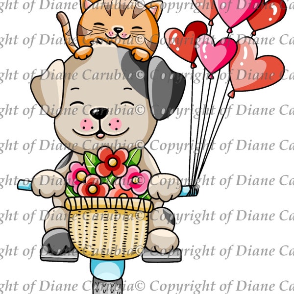 Bike balloons, black and white, digital stamp, download, valentine, cute, love